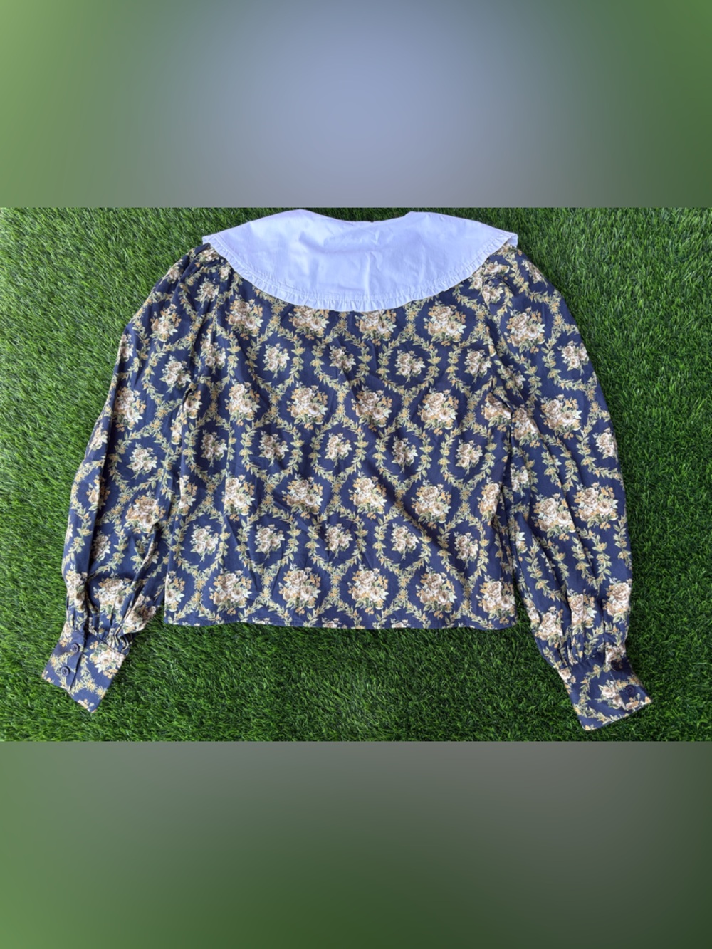 WEWOREWHAT COLLAR PUFF SLEEVE VICTORIAN FLORAL TOP Size Small - Picture 9 of 9